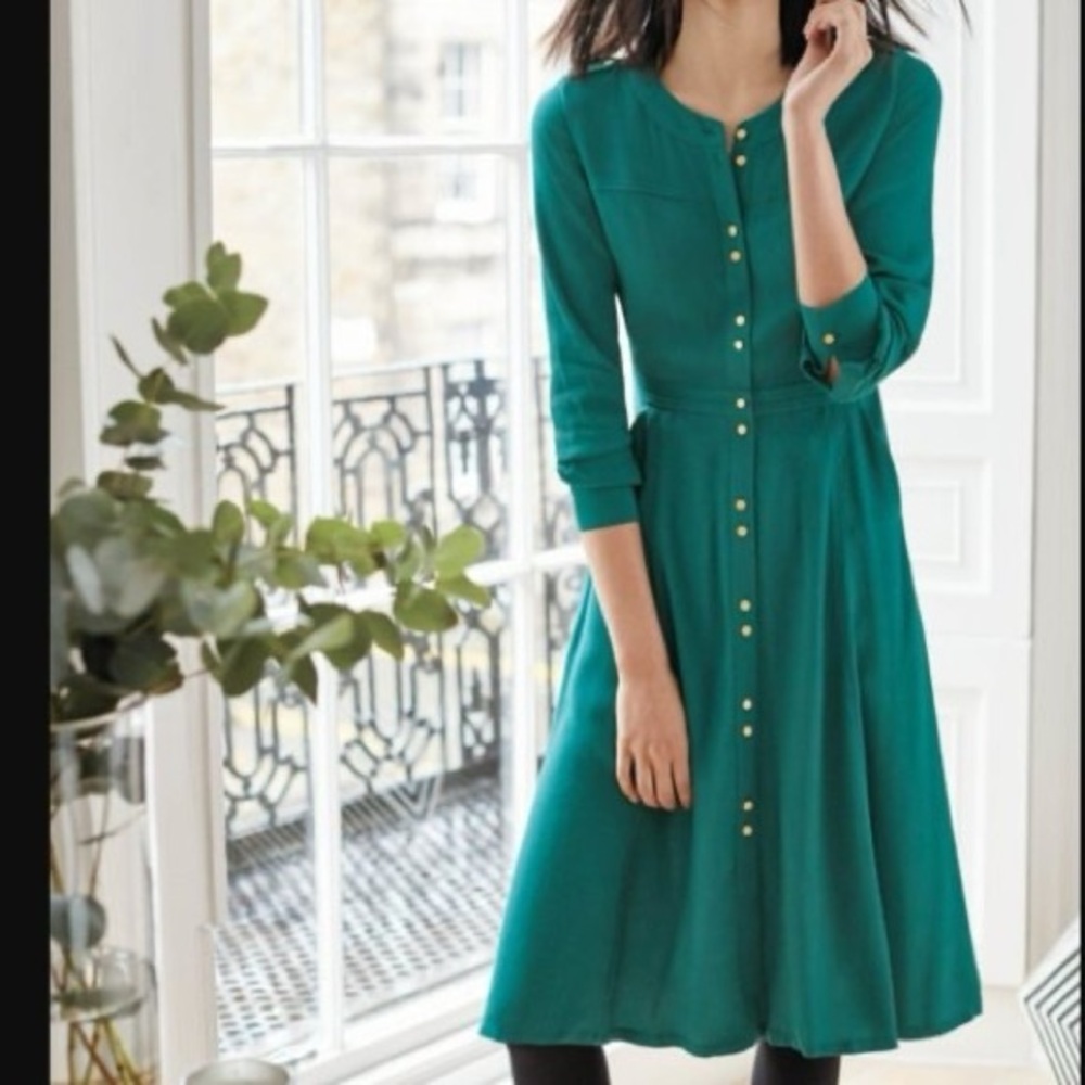 Boden Teal Long Sleeve Dress
